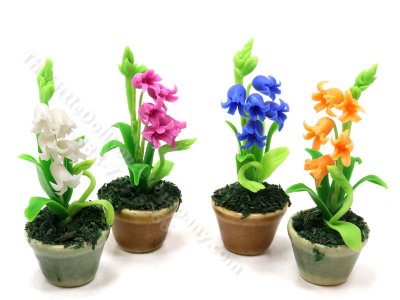 (image for) Miniature Canterbury Bell Flowers in Pot for Dollhouses