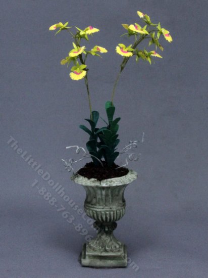 (image for) Miniature Urn of Dancing Lady Orchids for Dollhouses
