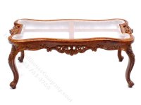 (image for) Miniature Glass-Topped Walnut Coffe Table for Dollhouses