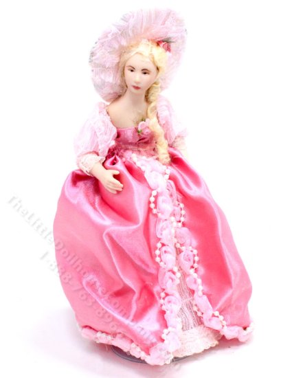 (image for) Porcelain Doll in Pink Dress and Sun Hat