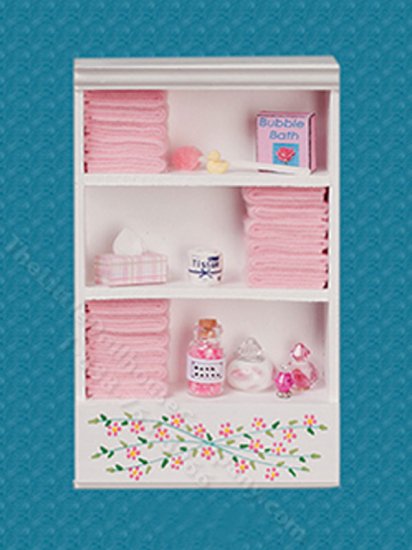 (image for) Miniature Bathroom Cabinet Unit with Pink Towels