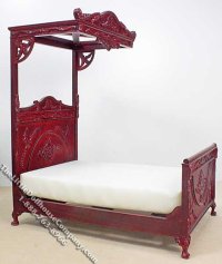 (image for) Miniature 5 Piece Mahogany Bedroom Set for Dollhouses