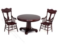 (image for) Miniature Mahogany Pedestal Table and Chairs for Dollhouses