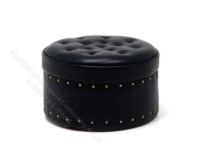 (image for) Miniature Tufted Leather Ottoman - Black