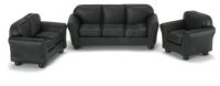 (image for) Dollhouse Miniature Black RS Leather Sofa Set