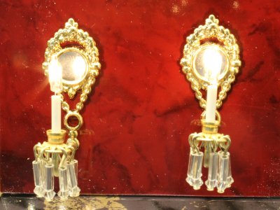 (image for) Miniature Single Arm Sconces w/Mirror and Bugles
