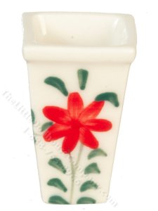 (image for) Miniature Square Red Flower Vase for Dollhouses