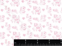 (image for) Pink Poodle Toile Miniature Wallpaper for Dollhouses