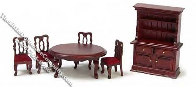 (image for) 1/2 Scale Five Piece Mahogany Dining Room Set for Dollhouses