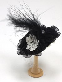 (image for) Miniature Fancy Black Hat with Feathers and Tulle