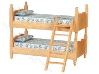 (image for) Miniature Oak Bunkbed with Ladder for Dollhouses