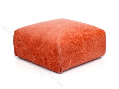 (image for) Miniature Orange Leather Ottoman by PRD Miniatures
