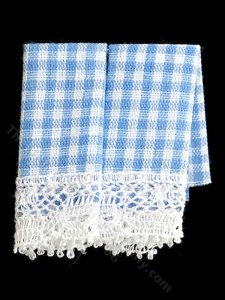 (image for) Miniature set of Two Country Blue Dish Towels for Dollhouses