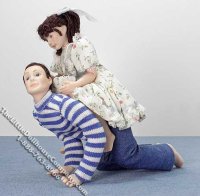 (image for) Girl Doll Getting Getting a Piggyback Ride for Dollhouses