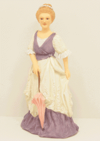 (image for) 1/12 Scale Lady with Parasol Resin Doll for Dollhouses
