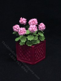 (image for) Miniature Pink Geraniums in Milk Crate by Mini Creations by Judy