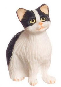 (image for) Dollhouse Black and White Sitting Cat For Dollhouses
