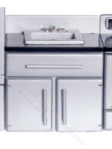 (image for) Miniature Silver Kitchen Sink for Dollhouses