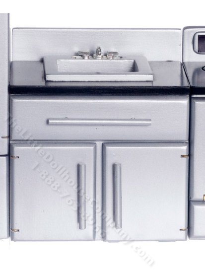 (image for) Miniature Silver Kitchen Sink for Dollhouses