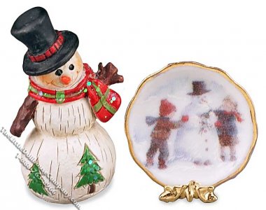 (image for) Miniature Snowman Plate Decoration Set for Dollhouses