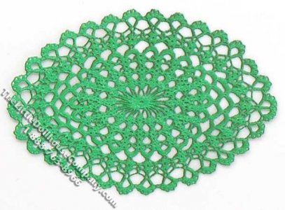 (image for) Miniature Green Laser Cut Oval Doily for Dollhouses
