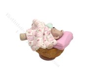 (image for) Vintage Miniature Sleeping Bear in Walnut Figurine for Dollhouses