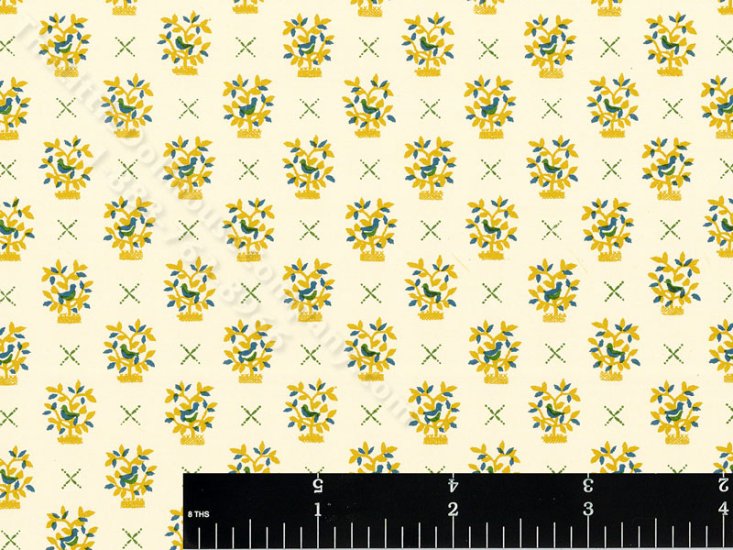 (image for) Essi Robin Pattern Miniature Wallpaper for Dollhouses - Yellow