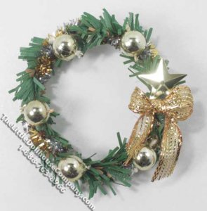 (image for) Miniature Wreath with Gold Bow & Star for Dollhouses