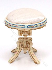 (image for) Miniature Handpainted White Stool for Dollhouses