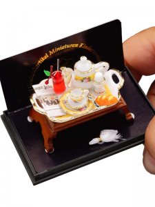 (image for) Miniature Breakfast In Bed with Newspaper For Dollhouses