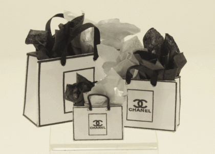(image for) Miniature White Chanel Shopping Bags by Judith Blondell