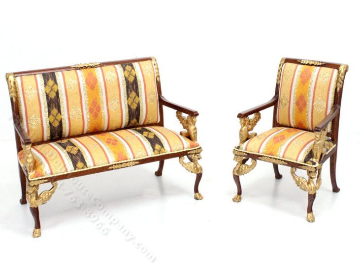(image for) Miniature Full Scale Walnut and Brown Empire Living Room Set