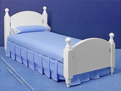 (image for) Miniature Single White Bed for Dollhouses