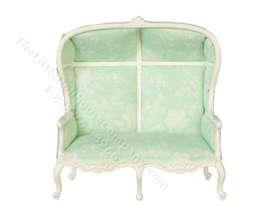 (image for) Miniature White and Green Double Porter Chair for Dollhouses
