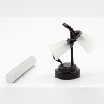 Miniature LED Dual Shade Black Desk Lamp with Wand for Dollhouse (image for) Miniature LED Dual Shade Black Desk Lamp with Wand for Dollhouse