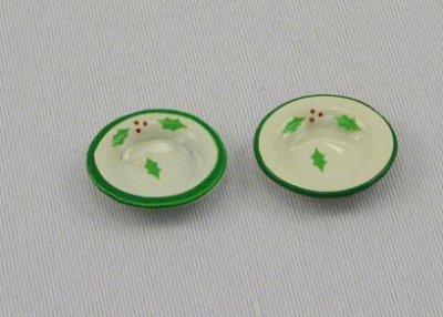 (image for) Dollhouse Miniature White Metal Plates with Christmas Design