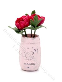 (image for) Miniature Pink Mason Jar of Flowers