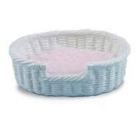 (image for) Dollhouse Scale Model White Dog Basket with Pink Pillow