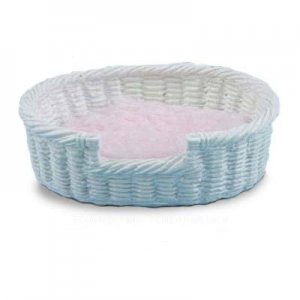 (image for) Dollhouse Scale Model White Dog Basket with Pink Pillow