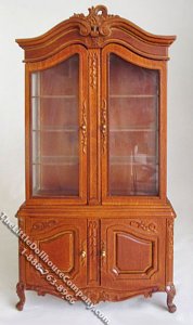 (image for) Miniature Replica Louis XV Walnut Display Cabinet for Dollhouses