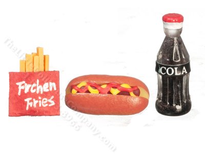 (image for) Miniature Fast Food Hot Dog Meal for Dollhouses