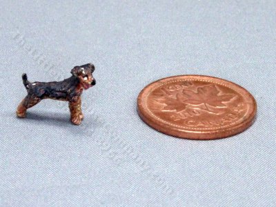 (image for) 1/144 Scale Airedale Terrier Polymer Figurine for Dollhouses