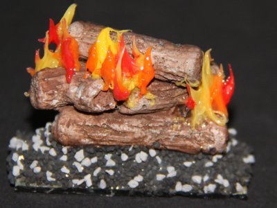 (image for) Miniature Flickering Whiskey River Fireplace Logs 12V & Battery