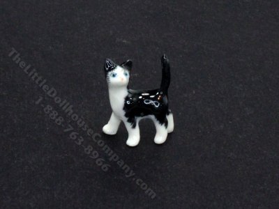 (image for) Miniature Standing Tuxedo Cat Statuette for Dollhouses