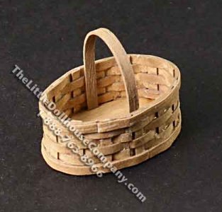 (image for) Miniature Oval Basket with Handle for Dollhouses