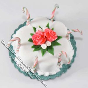 (image for) Dollhouse Scale Model Red/Green Candy Cane Flower Cake
