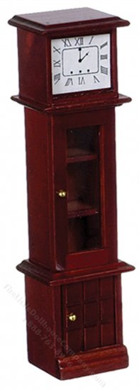(image for) Miniature Mahogany Grandfather Clock with Storage for Dollhouses