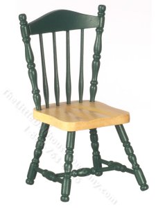 (image for) Miniature Green/Oak Side Chair for Dollhouses