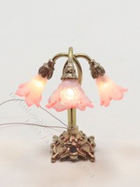(image for) Miniature Brass Pink Triple Tulip Lamp by Jim Pounder