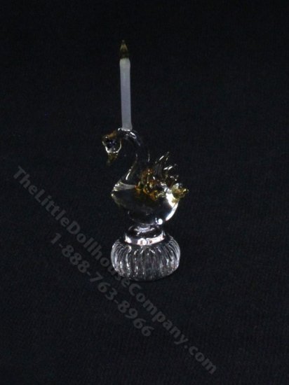 (image for) Miniature Glass Swan Candle Stick for Dollhouses